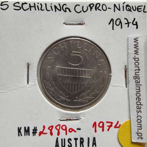 Áustria 5 Schilling 1974 Cupro-níquel, World Coins Austria KM 2889, coin of 5 schiling 1974 Copper-nickel