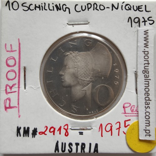 Áustria 5 Schilling 1975 Cupro-níquel, PROOF, World Coins Austria KM 2889, coin of 5 schiling 1975 Copper-nickel