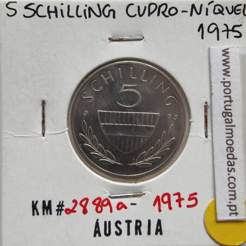 Áustria 5 Schilling 1975 Cupro-níquel, World Coins Austria KM 2889, coin of 5 schiling 1975 Copper-nickel