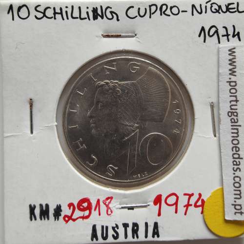 Áustria 10 Schilling 1974 Prata, World Coins Austria KM 2882, coin of 10 schiling 1974 silver
