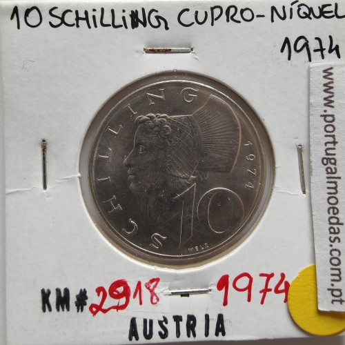 Áustria 10 Schilling 1974 Prata, World Coins Austria KM 2882, coin of 10 schiling 1974 silver