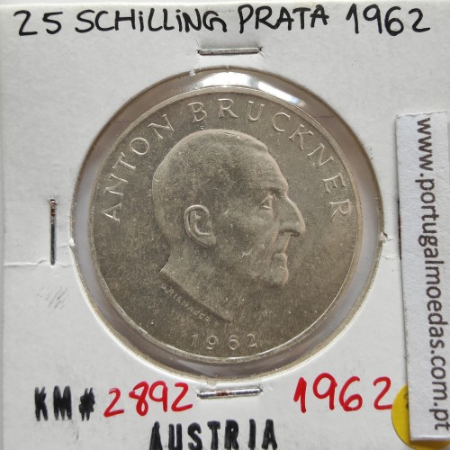 Áustria 25 Schilling 1962 Prata, World Coins Austria KM 2892, coin of 25 schiling 1962 silver