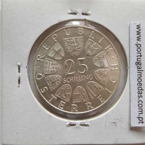 Áustria 25 Schilling 1969 Prata, World Coins Austria KM 2905, coin of 25 schiling 1969 silver