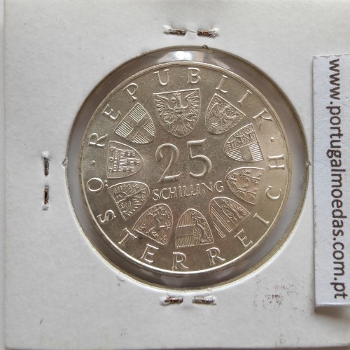 Áustria 25 Schilling 1969 Prata, World Coins Austria KM 2905, coin of 25 schiling 1969 silver