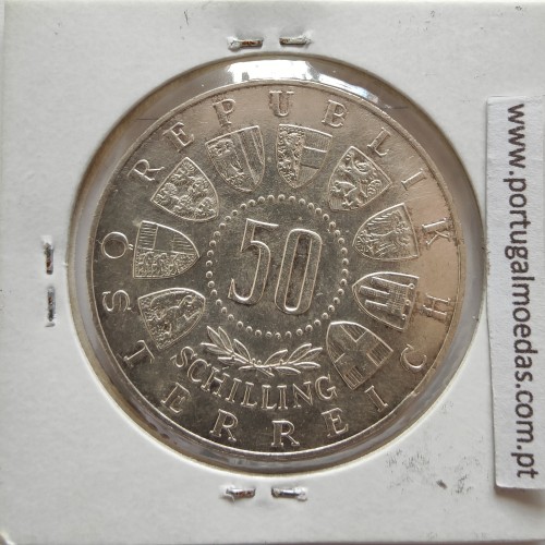 Áustria 50 Schilling 1964 Prata, World Coins Austria KM 2896, coin of 50 schiling 1964 silver