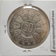 Áustria 50 Schilling 1964 Prata, World Coins Austria KM 2896, coin of 50 schiling 1964 silver