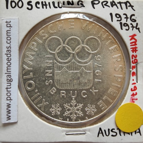 Áustria 100 Schilling 1976 Prata, World Coins Austria KM 2926, coin of 100 schiling 1976 silver