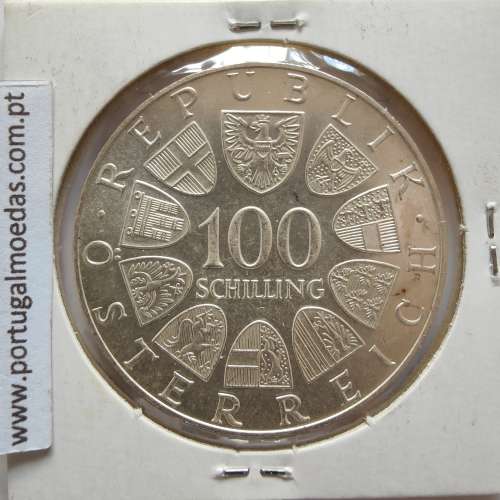 Áustria 100 Schilling 1976 Prata, World Coins Austria KM 2926, coin of 100 schiling 1976 silver