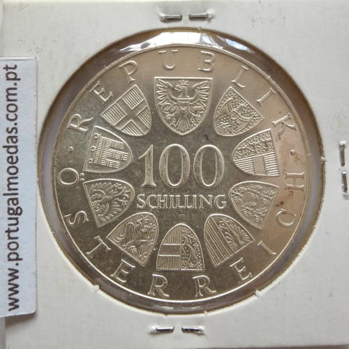Áustria 100 Schilling 1976 Prata, World Coins Austria KM 2926, coin of 100 schiling 1976 silver