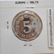 Malta 5 mils 1972 Alumínio, PROOF,  World Coins Malta KM 7, coin of 5 mils 1972 Aluminium