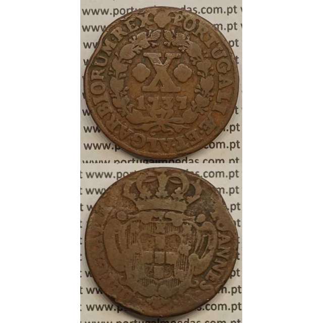 MOEDA X RÉIS COBRE 1737 (BC) - D.JOÃO V