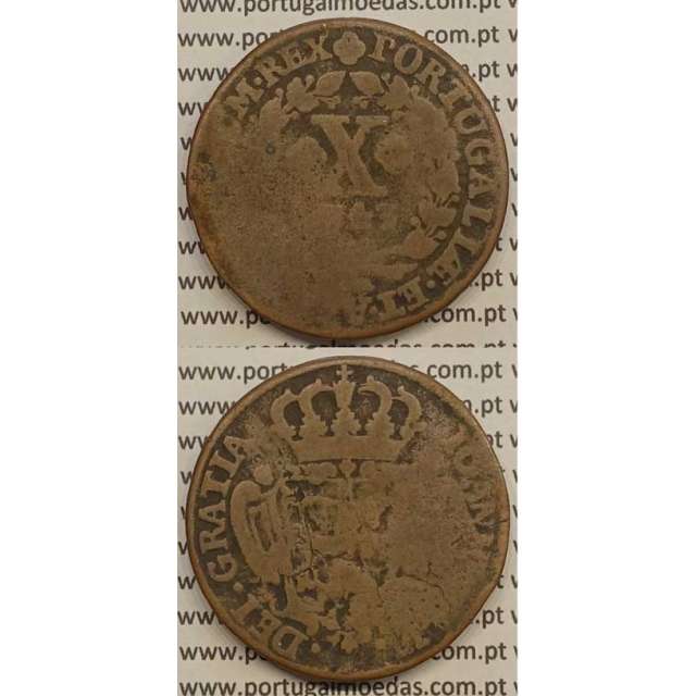MOEDA X RÉIS COBRE 1743 (BC-/REG) - "P" ABERTO - D.JOÃO V