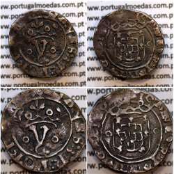 Portuguese silver coin Vintém of D. João III 1521-1557, Legend: ⋌IOANES:3R:PORTVGAL / ⋌IOANES:R:PORTVGALIA E
