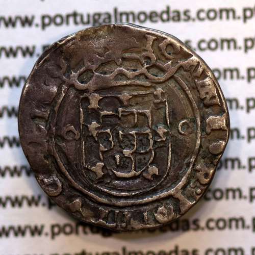 Portuguese silver coin Vintém of D. João III 1521-1557, Legend: ⋌IOANES:3R:PORTVGAL / ⋌IOANES:R:PORTVGALIA E