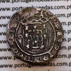 Portuguese silver coin Vintém of D. João III 1521-1557, Legend: ⋌IOANES:3R:PORTVGAL / ⋌IOANES:R:PORTVGALIA E