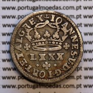 Tostão Prata D. João V 1706-1750, Anverso (•✤•), Reverso (•✤•) com florões grandes a separar coroa e legenda, World Coins KM 177