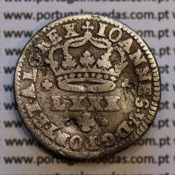 Tostão Prata D. João V 1706-1750, Anverso (•✤•), Reverso (•✤•) com florões pequenos a separar coroa e legenda, World Coins KM177