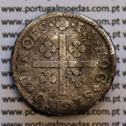 Tostão Prata D. João V 1706-1750, Anverso (•✤•), Reverso (•✤•) com florões pequenos a separar coroa e legenda, World Coins KM177