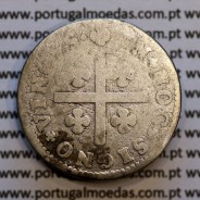 Tostão Prata D. João V 1706-1750, Anverso (•✤•), Reverso (•✤•) com florões grandes no anverso e pequenos no reverso