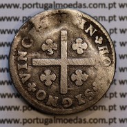 Tostão Prata D. João V 1706-1750, Anverso (•✤•), Reverso (•✤•) com florões grandes a separar coroa e legenda, World Coins KM 177