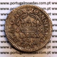 Tostão Prata D. João V 1706-1750, Anv. (•✤•) Coroa com pedúnculos, Diadema retângulo ponto, Rev. (✤) legenda com florões.