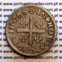 Tostão Prata D. João V 1706-1750, Anv. (•✤•) Coroa com pedúnculos, Diadema retângulo ponto, Rev. (✤) legenda com florões.