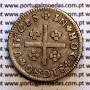 Tostão Prata D. João V 1706-1750, Anv. (•✤•) Coroa com pedúnculos, Diadema retângulo ponto, Rev. (✤) legenda com florões.