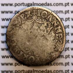Tostão Prata D. João V 1706-1750, Anv. (•✤•) Coroa com pedúnculos, Diadema retângulo ponto, Rev. (✤) legenda com florões.