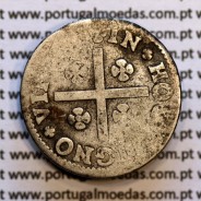 Tostão Prata D. João V 1706-1750, Anv. (•✤•) Coroa com pedúnculos, Diadema retângulo ponto, Rev. (✤) legenda com florões.