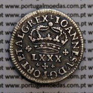 Tostão Prata D. João V 1706-1750, Não catalogada, Anverso coroa de arcos duplos, (+✤+), diadema losango ponto, Reverso (✤)