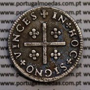 Tostão Prata D. João V 1706-1750, Não catalogada, Anverso coroa de arcos duplos, (+✤+), diadema losango ponto, Reverso (✤)