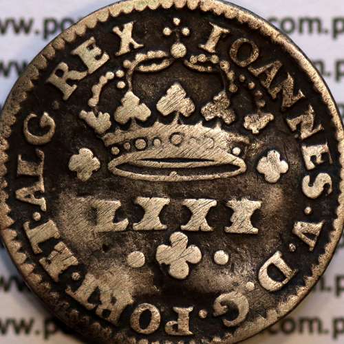 Tostão Prata D. João V 1706-1750, Anverso XXX invertidos, (•✤•), Reverso cruz vazada, (+✤+)