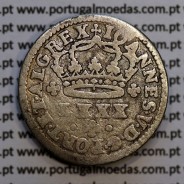 Tostão Prata D. João V (1706-1750), 100 réis prata, anverso (•✤•), Reverso (✤), World Coins Portugal KM177