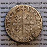 Tostão Prata D. João V (1706-1750), 100 réis prata, anverso (•✤•), Reverso (✤), World Coins Portugal KM177