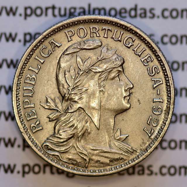 50 Centavos 1927 em Alpaca, $50 centavos 1927 Republica Portuguesa, (Bela), World Coins Portugal  KM 577