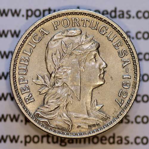 50 Centavos 1927 em Alpaca, $50 centavos 1927 Republica Portuguesa, (Bela), World Coins Portugal  KM 577