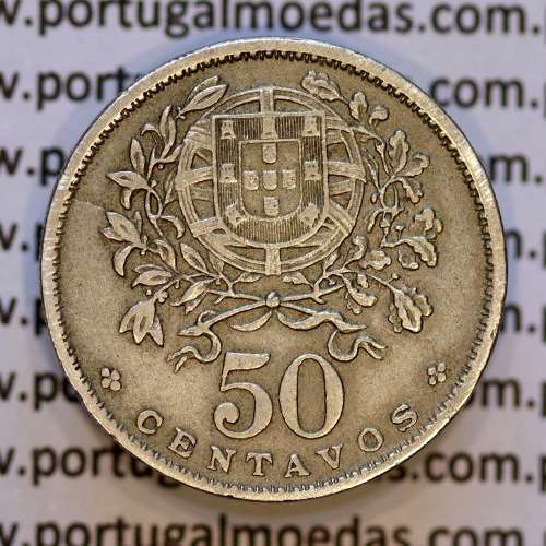 50 Centavos 1927 em Alpaca, $50 centavos 1927 Republica Portuguesa, (MBC), World Coins Portugal  KM 577