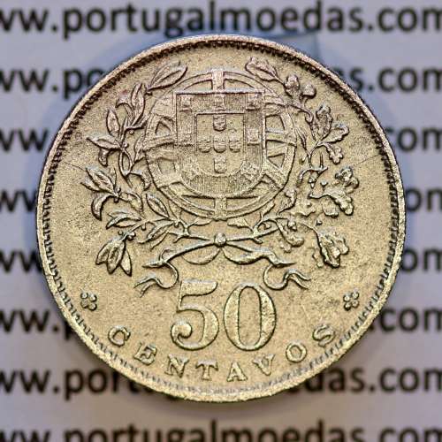 50 Centavos 1927 em Alpaca, $50 centavos 1927 Republica Portuguesa, (MBC), World Coins Portugal  KM 577
