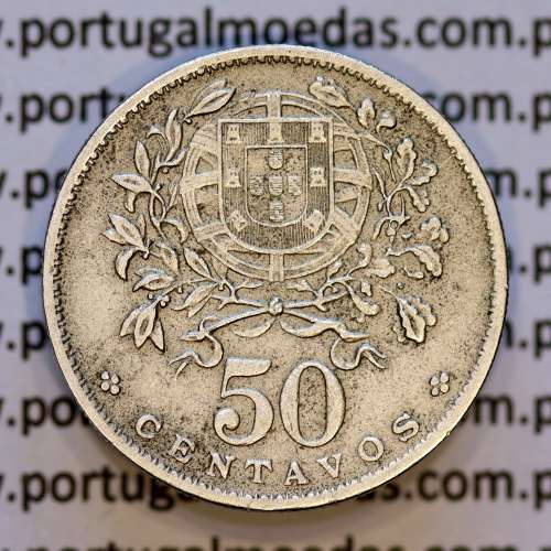 50 Centavos 1927 em Alpaca, $50 centavos 1927 Republica Portuguesa, (MBC), World Coins Portugal  KM 577