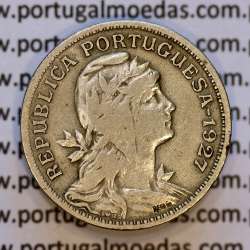 50 Centavos 1927 em Alpaca, $50 centavos 1927 Republica Portuguesa, (BC+/MBC-), World Coins Portugal  KM 577