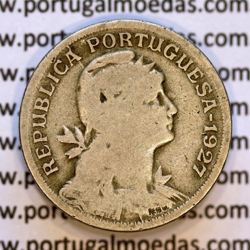 50 Centavos 1927 em Alpaca, $50 centavos 1927 Republica Portuguesa, (BC), World Coins Portugal  KM 577