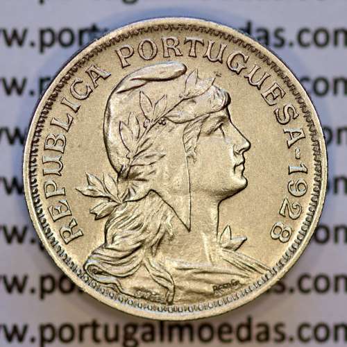 50 Centavos 1928 em Alpaca, $50 centavos 1928 Republica Portuguesa, (Bela), World Coins Portugal  KM 577