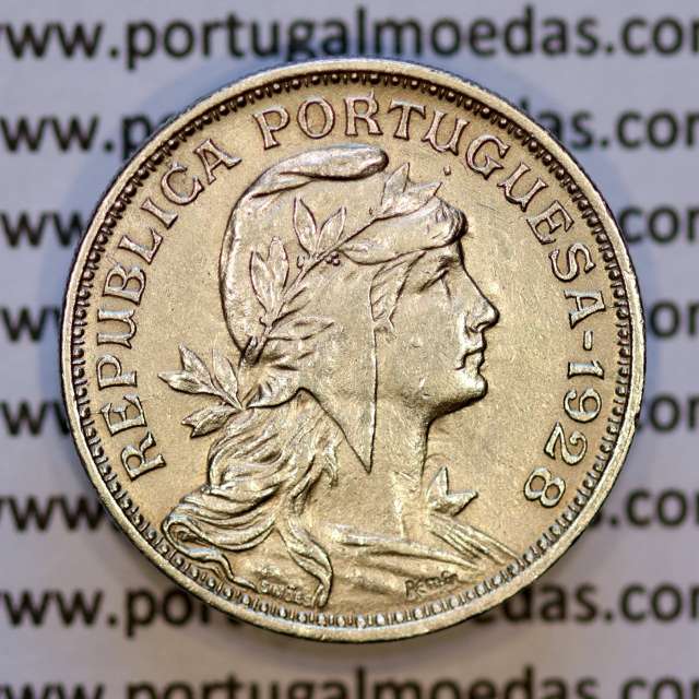 Portugal, Nickel brass coin of 50 Centavos 1928 of Portuguese Republic, (AU), World Coins Portugal KM 577