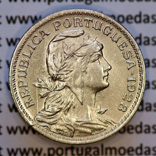 50 Centavos 1928 em Alpaca, $50 centavos 1928 Republica Portuguesa, (Bela), World Coins Portugal  KM 577