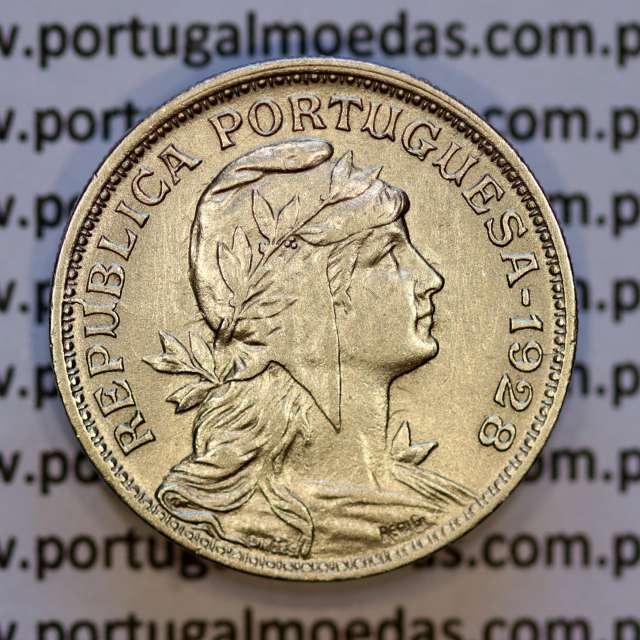 Portugal, Nickel brass coin of 50 Centavos 1928 of Portuguese Republic, (AU), World Coins Portugal KM 577