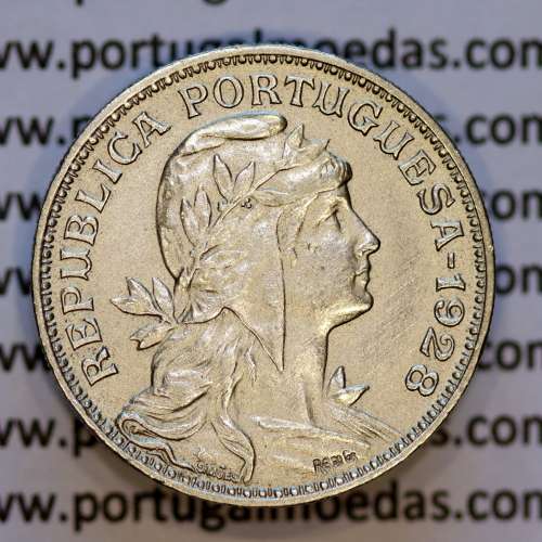 50 Centavos 1928 em Alpaca, $50 centavos 1928 Republica Portuguesa, (Bela-), World Coins Portugal  KM 577