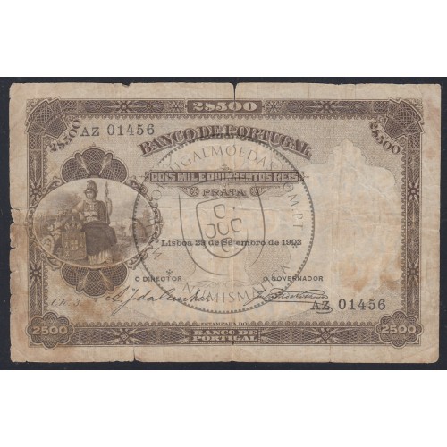 Nota de 2500 Reis 1903 , 2$500 29/09/1903 Chapa: 3 - Banco de Portugal (Circulada)