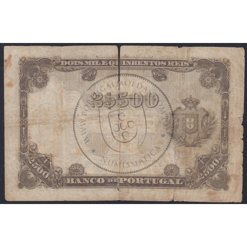 Nota de 2500 Reis 1903 , 2$500 29/09/1903 Chapa: 3 - Banco de Portugal (Circulada)