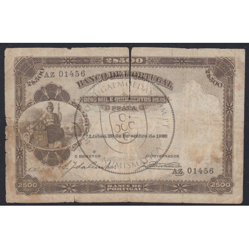 Nota de 2500 Reis 1903 , 2$500 29/09/1903 Chapa: 3 - Banco de Portugal (Circulada)