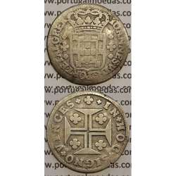 MOEDA 6 VINTÉNS PRATA 1706-1750 (MBC-) - ESCUDO COM 10 mm - D.JOÃO V